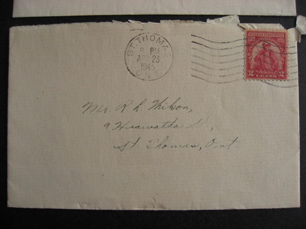 Canada 2 1945 covers mailed using US stamps for postage!