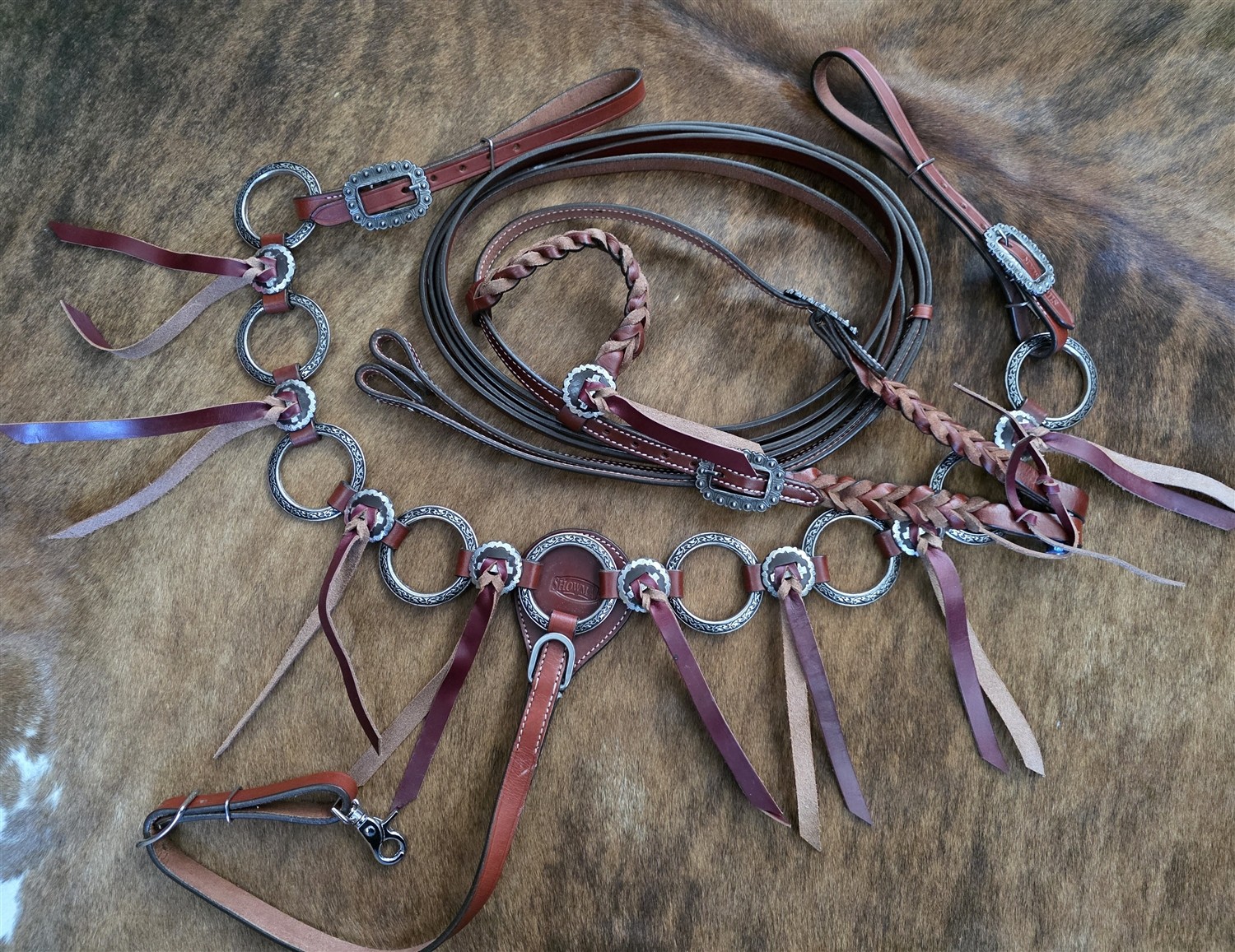 Heritage Metal Ring Headstall, Reins and Breastcollar - Large Silver Rings