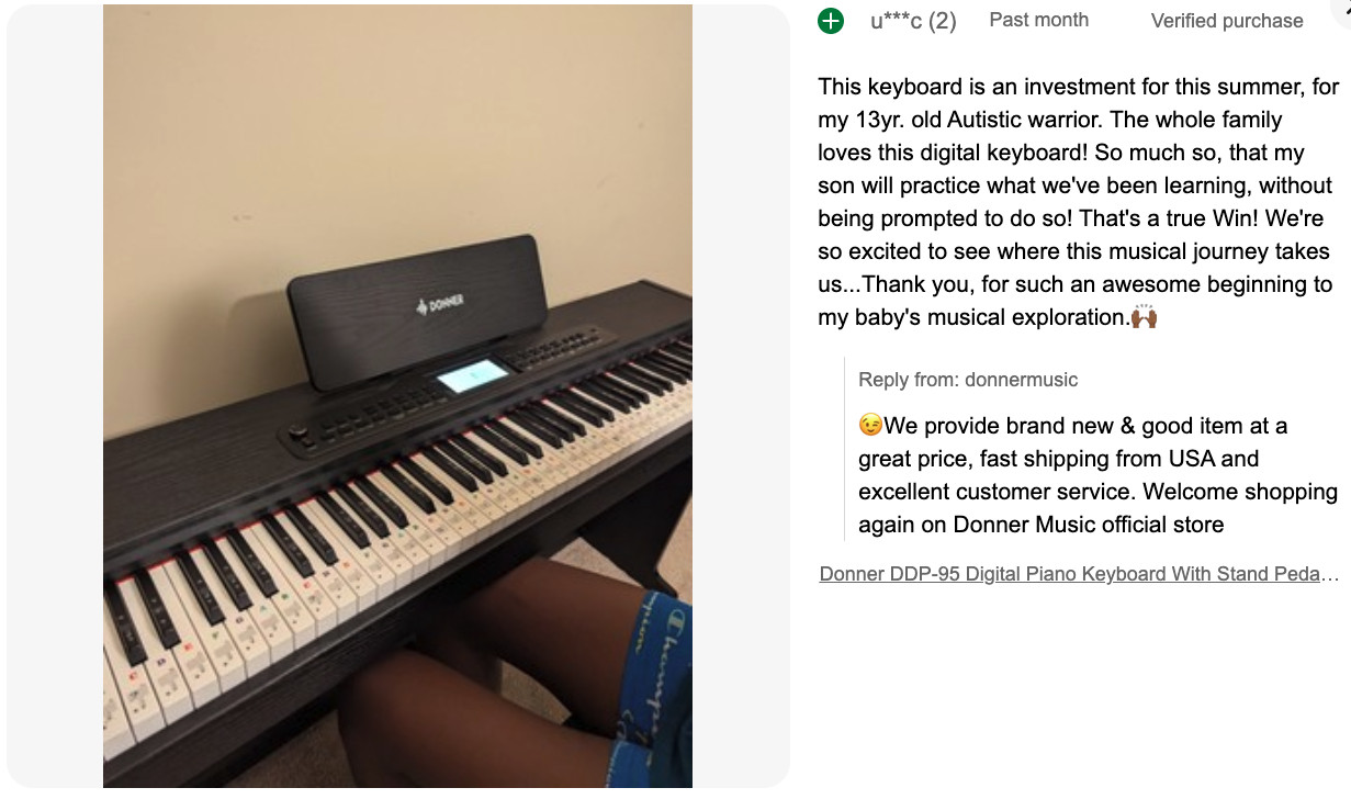 Donner DDP-95 Digital Piano Keyboard With Stand Pedal Unit Weighted Key | Black