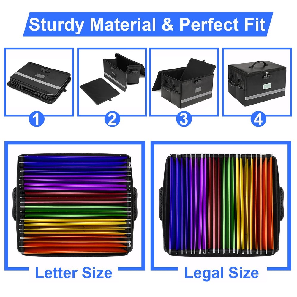 EXLIFBAG File Organizer, Fireproof File Box with Lids, Important Document Org...