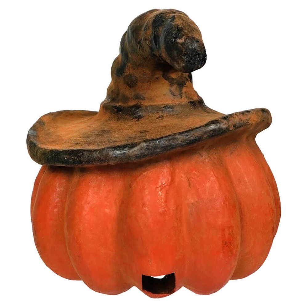 Carved Orange Pumpkin With Black Hat