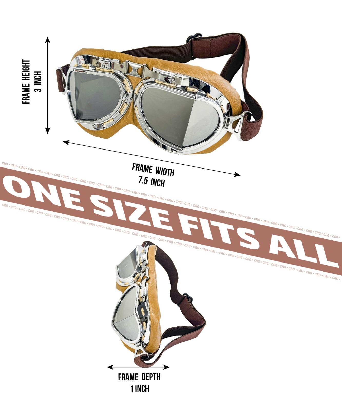 New CRG Vintage Bike Aviator Pilot Motorcycle Cruiser Scooter Goggles