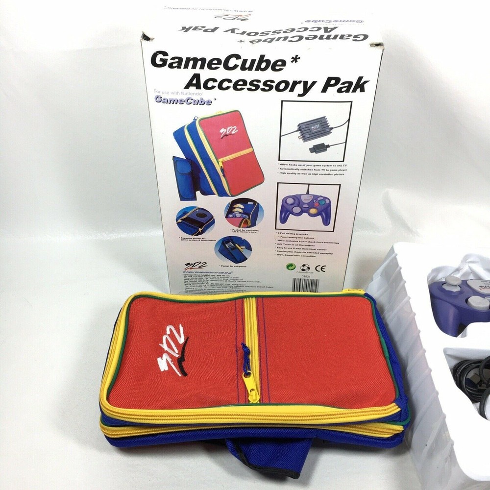 3D2 Nintendo GameCube Accessory Pak Console Carrying Case Controller & RF Switch