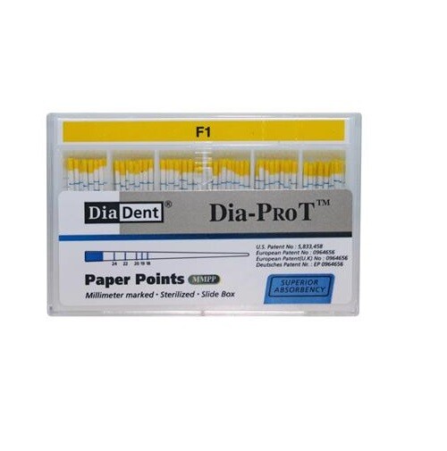 DiaDent Specially Tapered Dia-PRO T MMPP Paper Points All Sizes F1-F5 100/Box