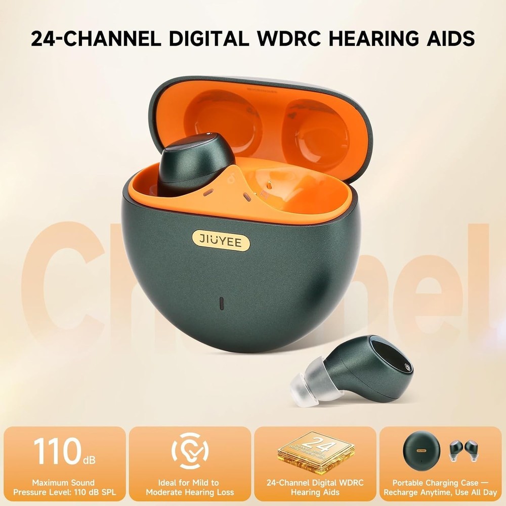 Jiuyee Bluetooth Hearing Aids Mild Moderate OTC Self-Fitting - Green