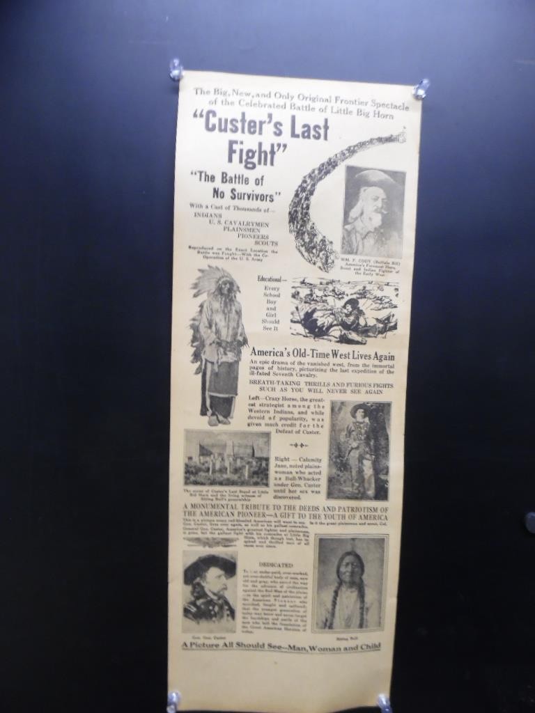 1912 Custer's Last Fight Silent Movie Poster Herald R-1926 Antique Original VG+