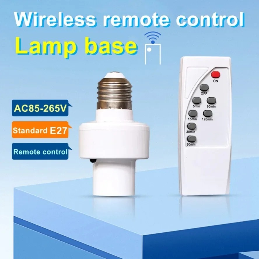 Wireless Remote Control Light Lamp E27 Screw Bulb Base Holder Cap Socket Switch