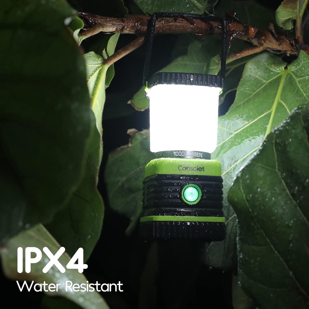 LED Camping Lantern, Consciot Battery Powered 2 Pack, Light Green