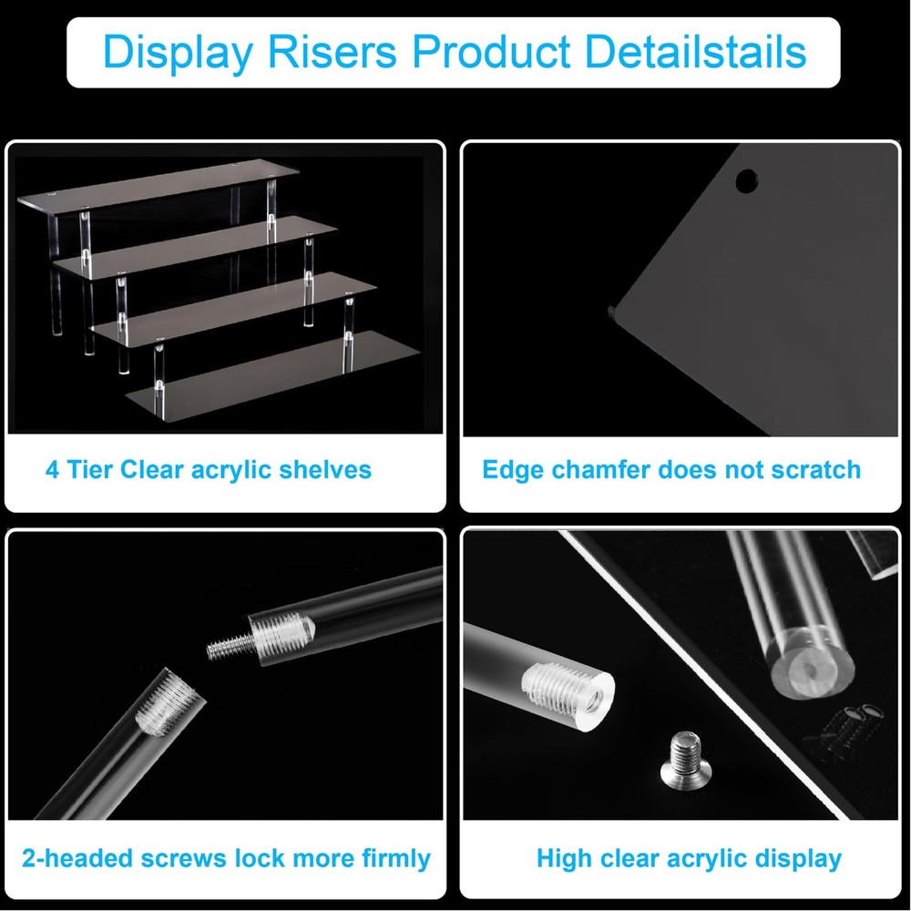 4 Tier Perfume Organizer Stand, Acrylic Risers Display Stands, Display Risers...