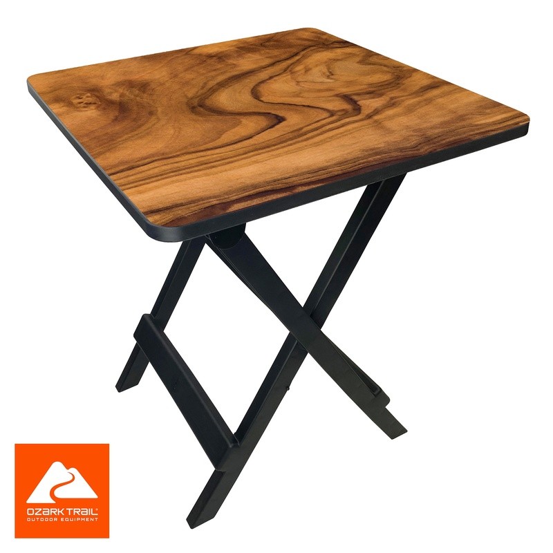 Compact 19in Folding Plastic Side Table Adjustable Height Indoor Outdoor Use
