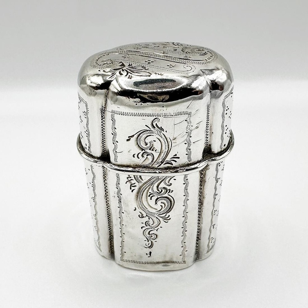 ANTIQUE DUTCH SILVER PEPPERMINT BOX 1861