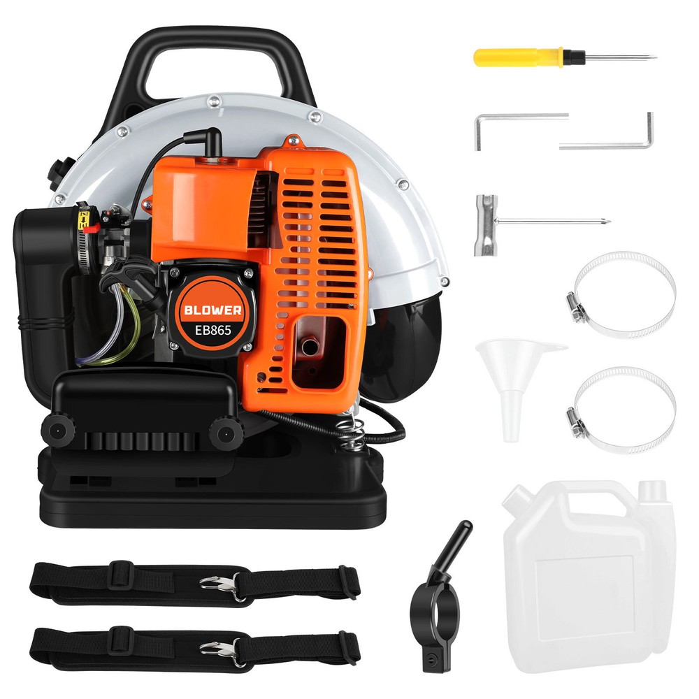 🧡63CC Backpack Gasoline-Powered Leaf Blower Gas Blower 665CFM 2-Stroke Engine