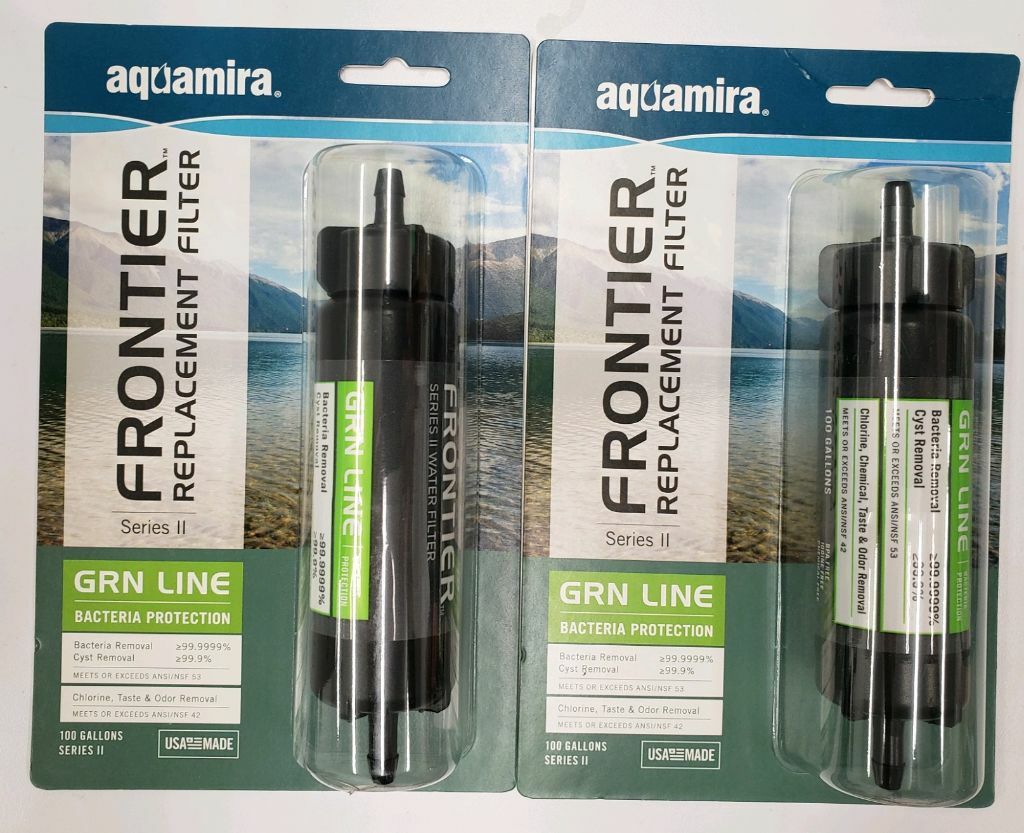 2- Aquamira Frontier Series II GRN Line Replacement Filter 100 GAL 2 Pack | A8