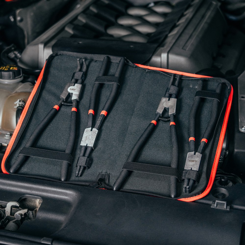 ABN Extra Long Snap Ring Pliers Set - 4pc Lock Ring Pliers with 4mm Tips