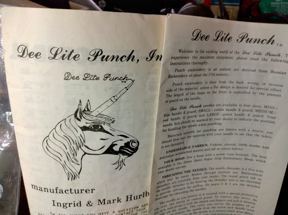 Dee Lite Punch Needle Embroidery Tool  Patterns Instruction Book