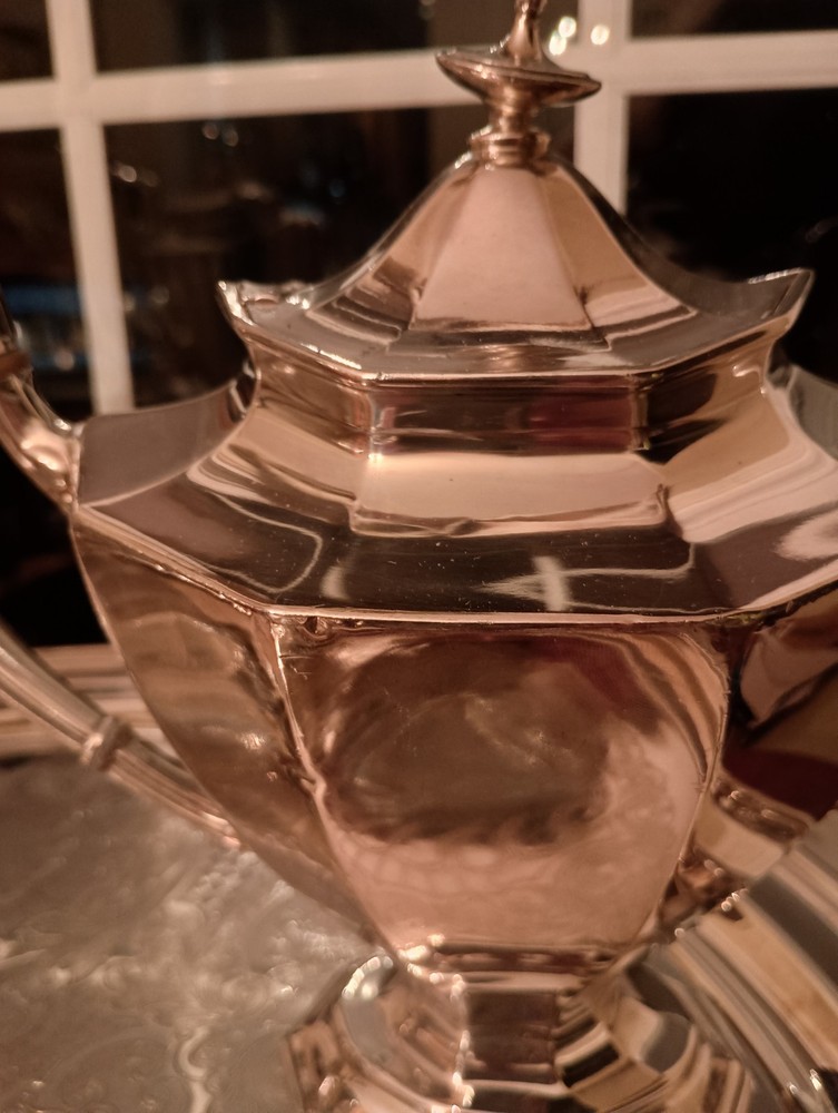 REED & BARTON "SIERRA" NEO CLASSICAL FULL COFFEE DECAF TEA SERVICE POT SET, 7pc