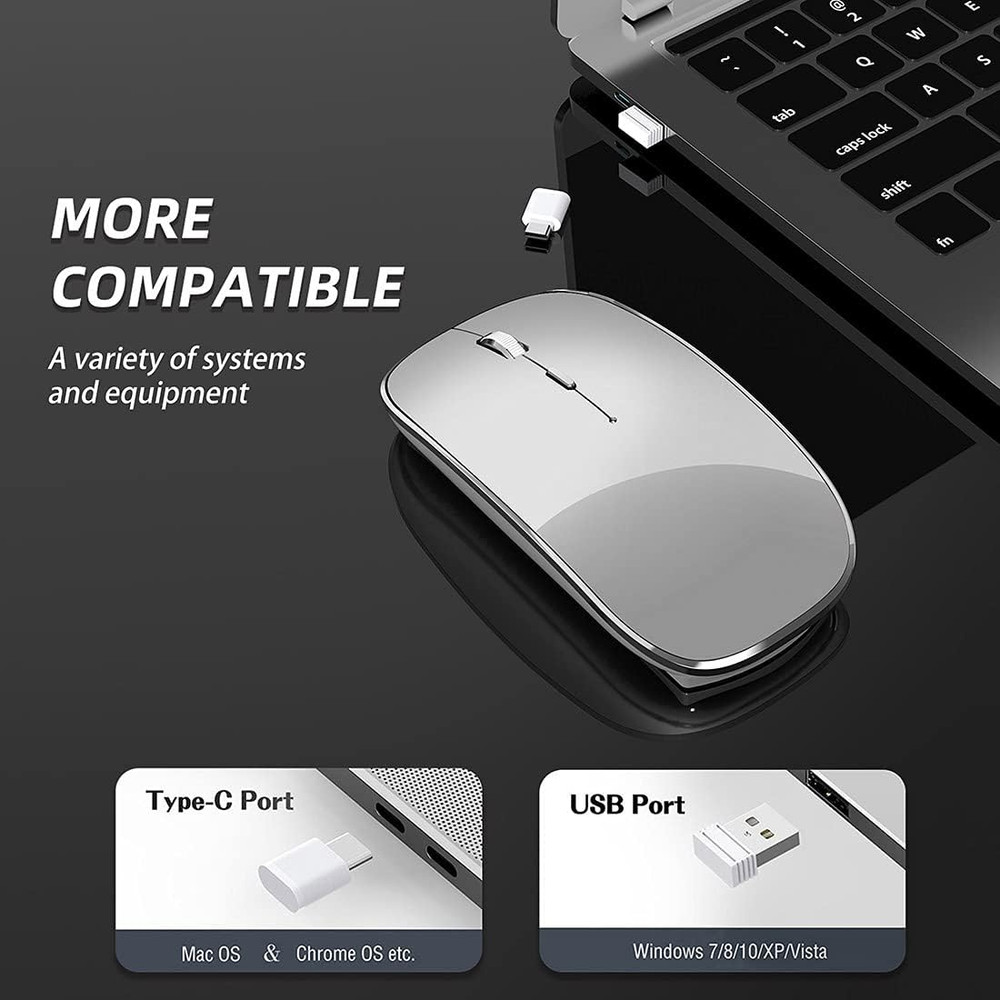 Wireless Mouse Chargeable Portable Silent USB and Type-C Dual Mode Wireless Mous