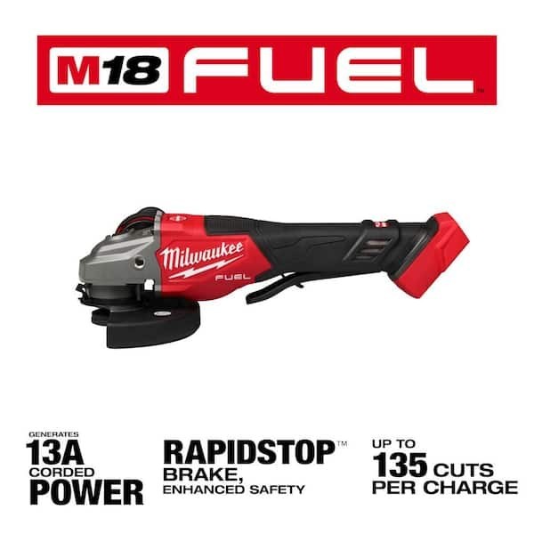Milwaukee M18 Fuel 4-1/2 Inch-6 Inch Braking Grinder, Slide Switch (Bare Tool)