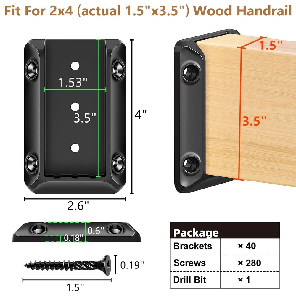 Easy Install 40 Pack Deck Railing Bracket Connectors - Long-Lasting & Reliable