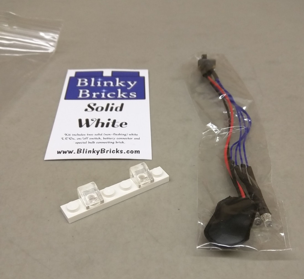 Blinky Bricks Solid White Dual LED Light Assembly NEW! 1x6 Plate Clear Slopes