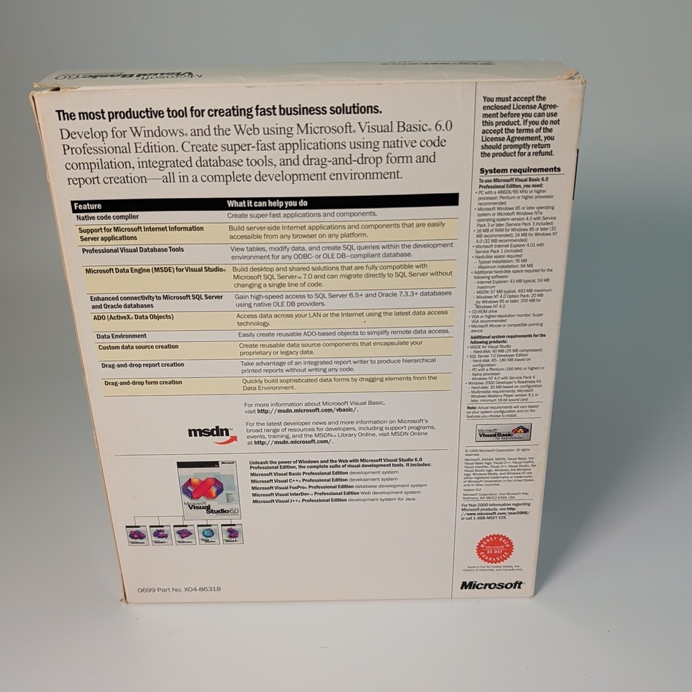 Microsoft Visual Basic 6.0 Professional Edition 203-00769 Clean Disks