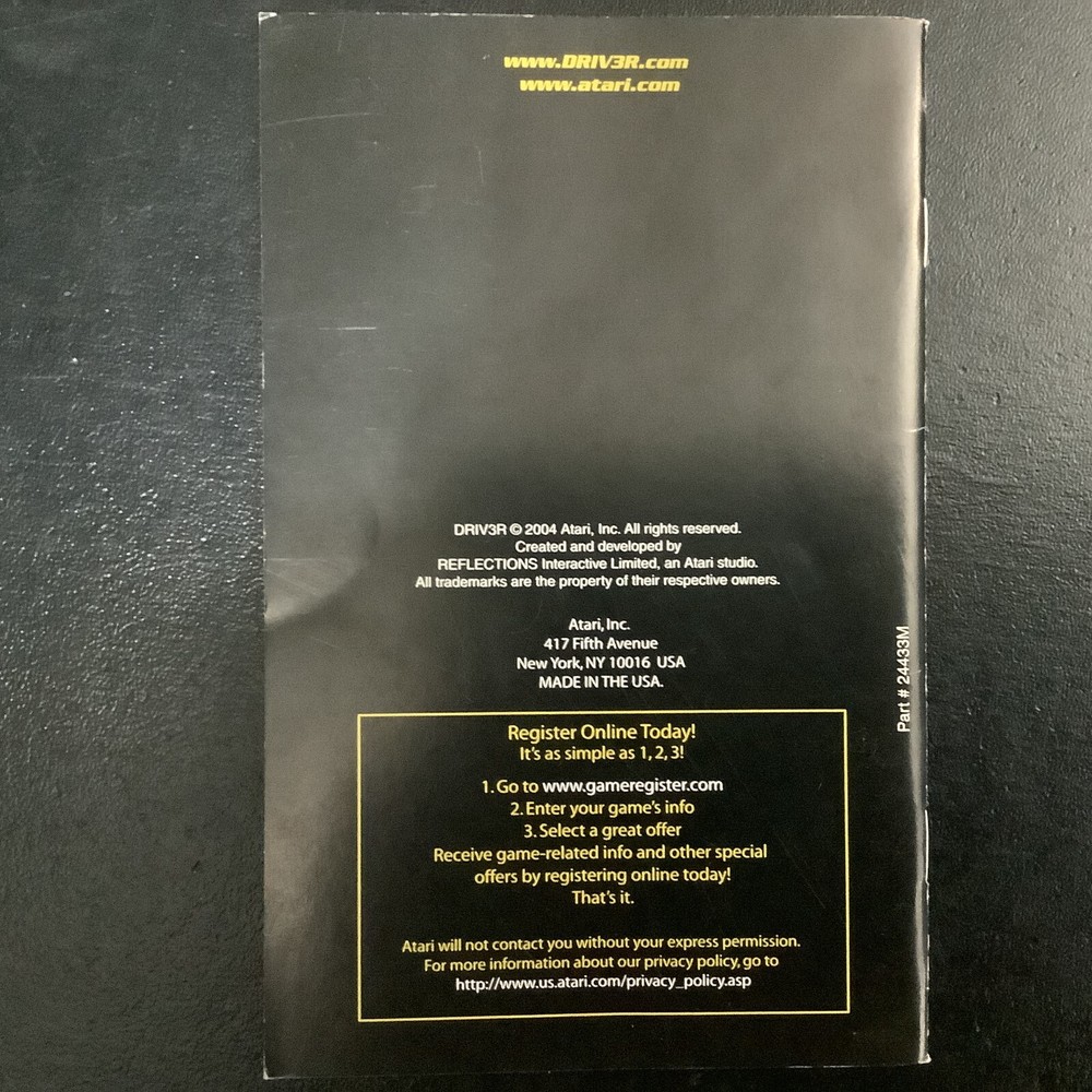 Driver 3 PS2 PlayStation 2 Instruction Manual Only