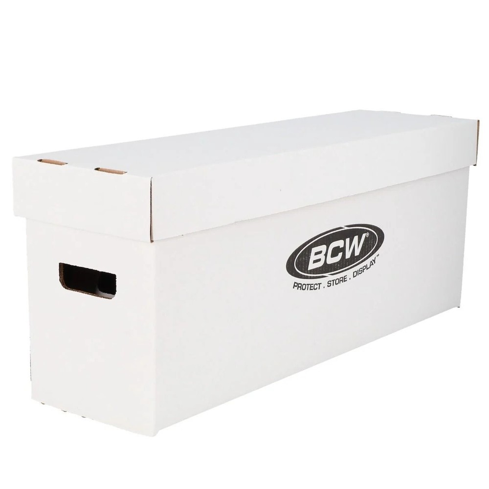 2 BCW Quality Long Comic Book Storage Boxes Thick & Stackable White Cardboard