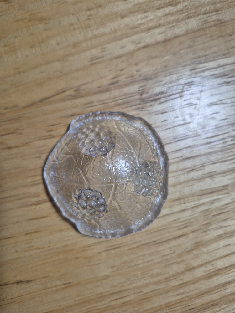 Vintage Clear Glass Salt Cellar Dip Footed Grape Leaf
