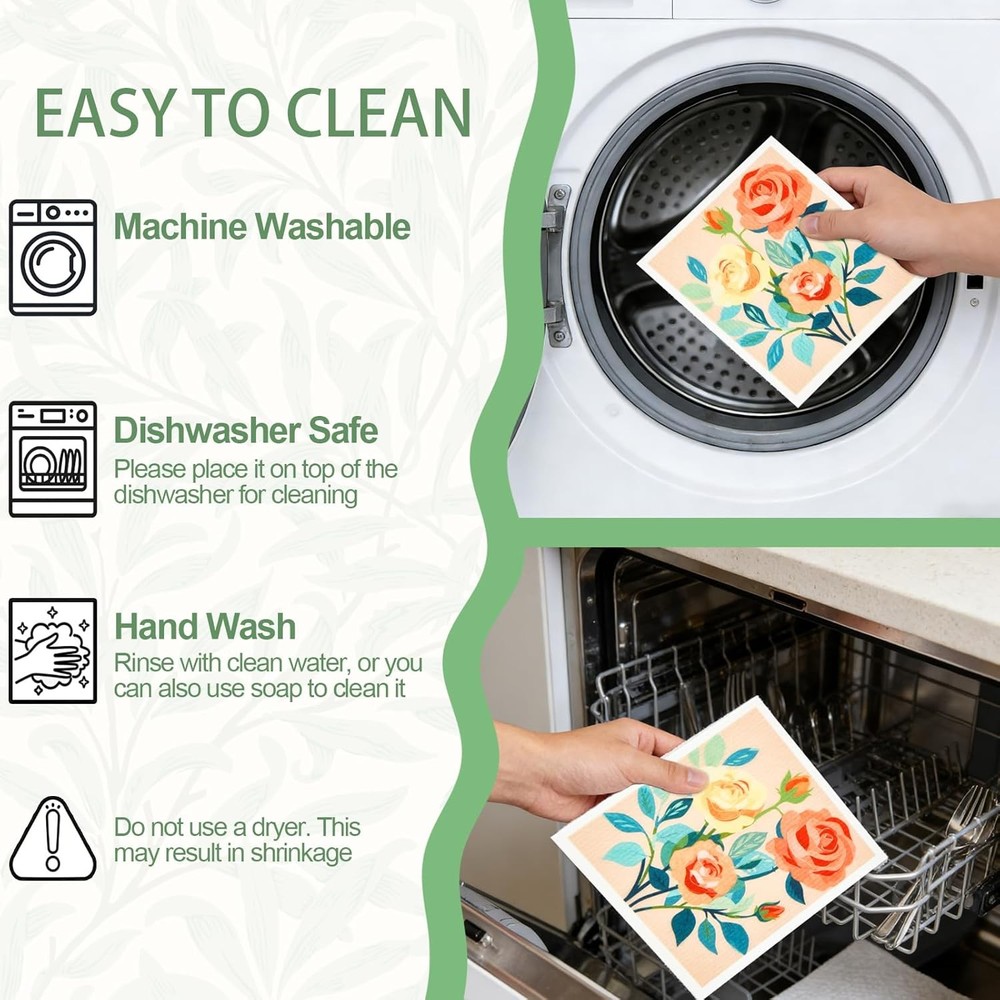 6 Pack Swedish Dishcloths for Kitchen, Reusable Absorbent Cleaning Cloths,