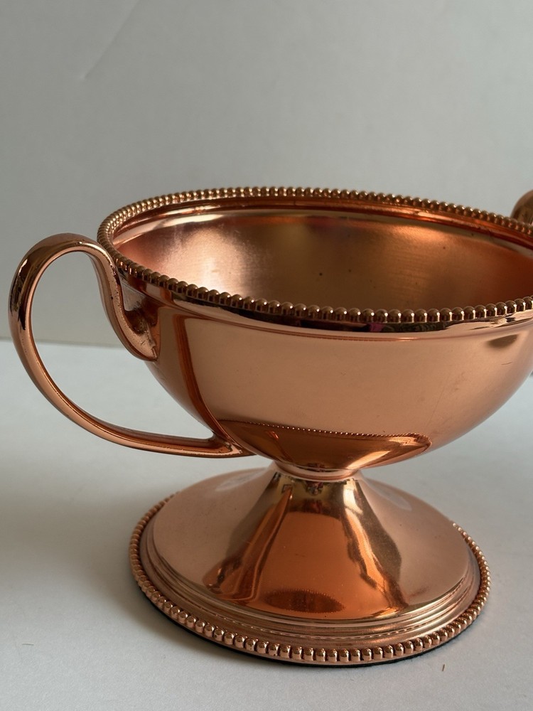 Copper Handle Trophy Bowl; 2 Sided Handle Pedestal Base; 4.25 Height;5.75 Width