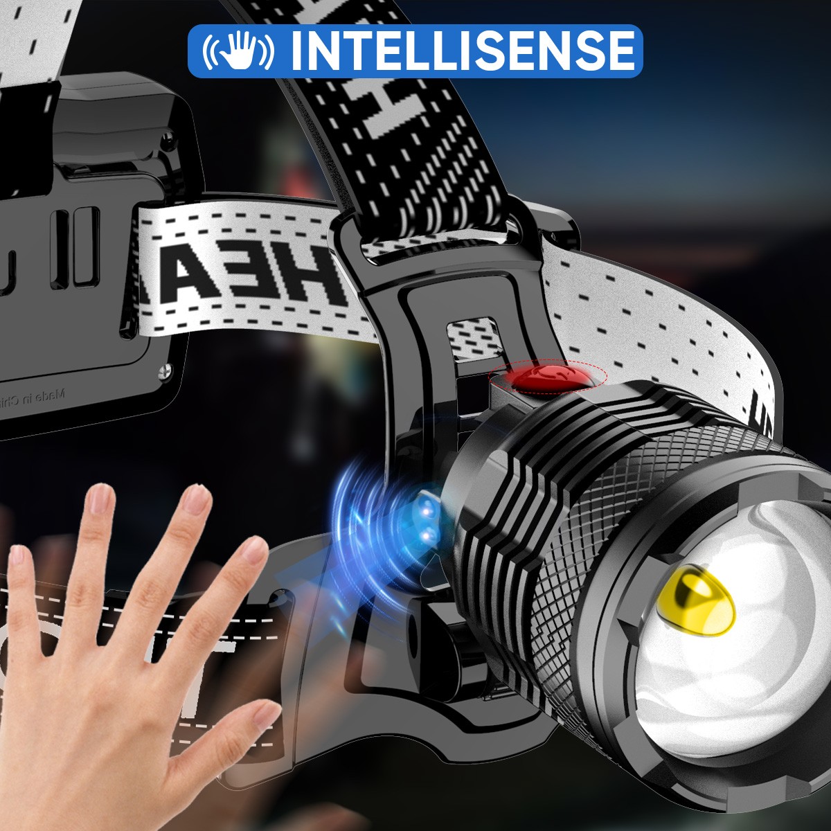 Super Bright 990000 Lumen LED Headlamp USB Rechargeable Head Lamp Motion Sensor