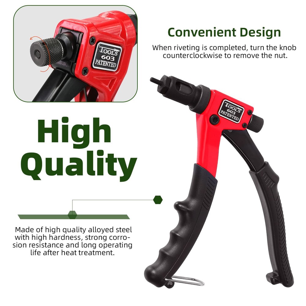 240pcs Rivet Gun Kit Rivnut Thread Setting Tool Nut Setter NutSert Metric SAE