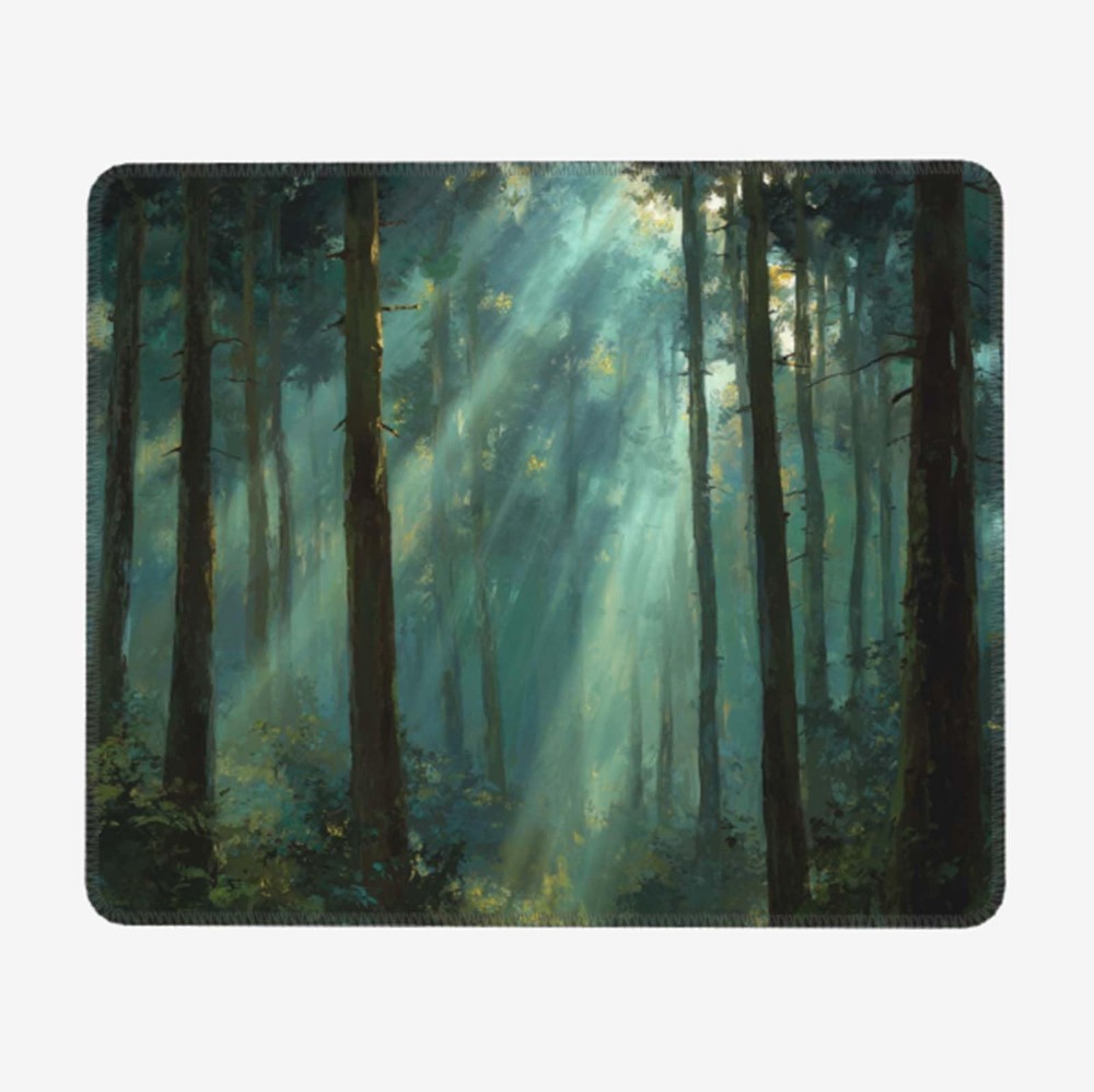 Voltique Mouse Pad Small Desk Mat, Forest Computer Mousepad with Stitched Edg...