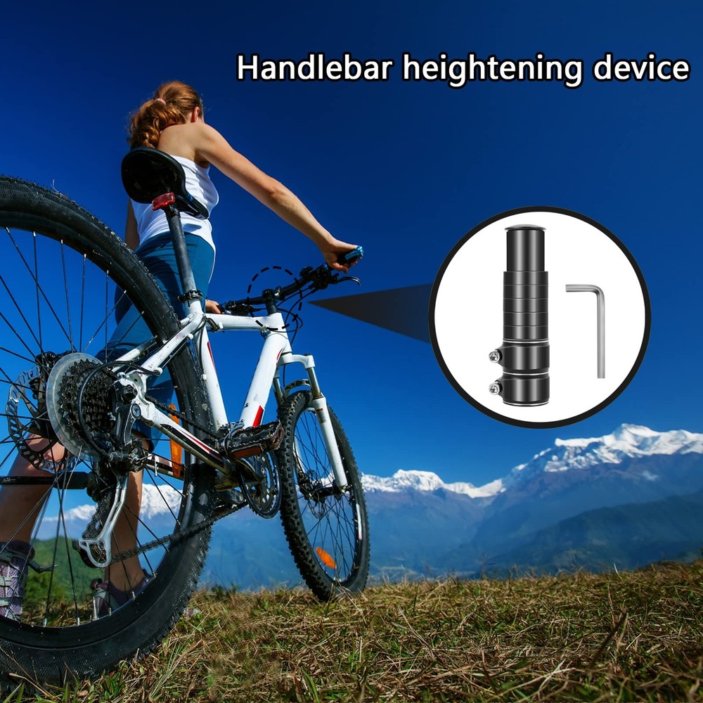 Bike Stem Riser Adjustable Bicycle Handlebar Extender Increases Bar black 5.3"