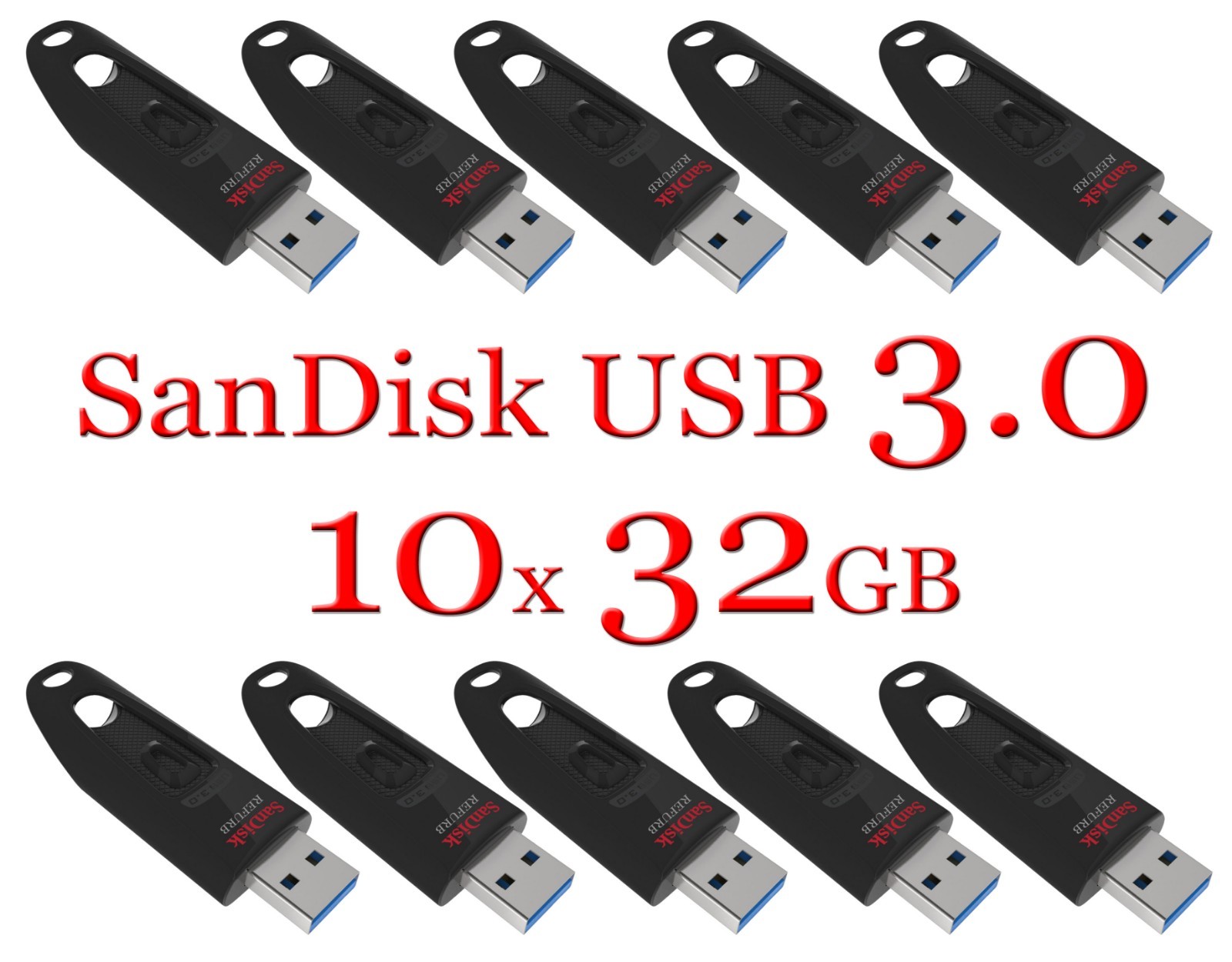 SanDisk 32GB LOT 10x ULTRA USB 3.0 flash drive SDCZ48-032G 32 GB read 100 MB/s U