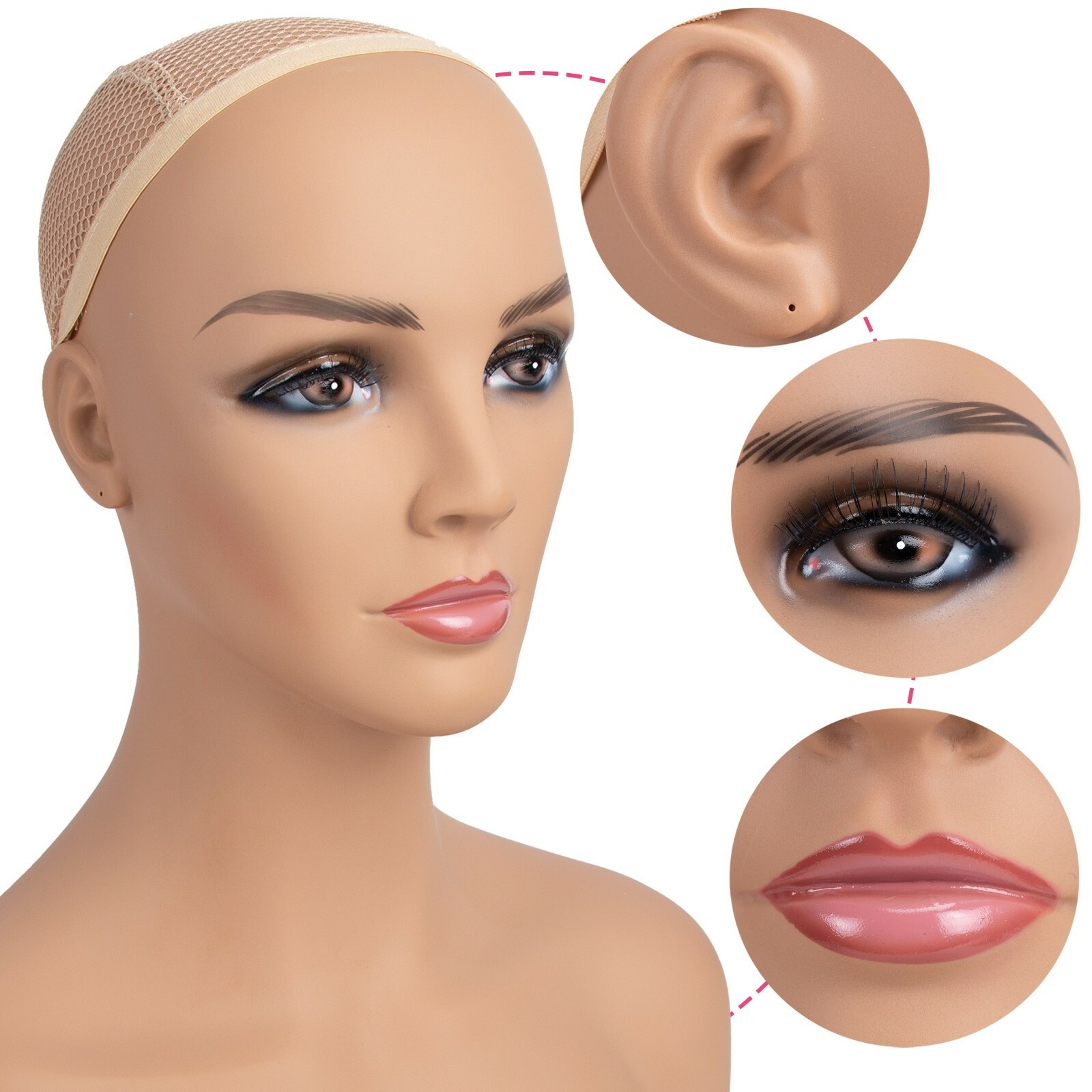 16.5" Realistic Mannequin Wig Head Manikin shoulder Bust Stand Display Hair CM-S