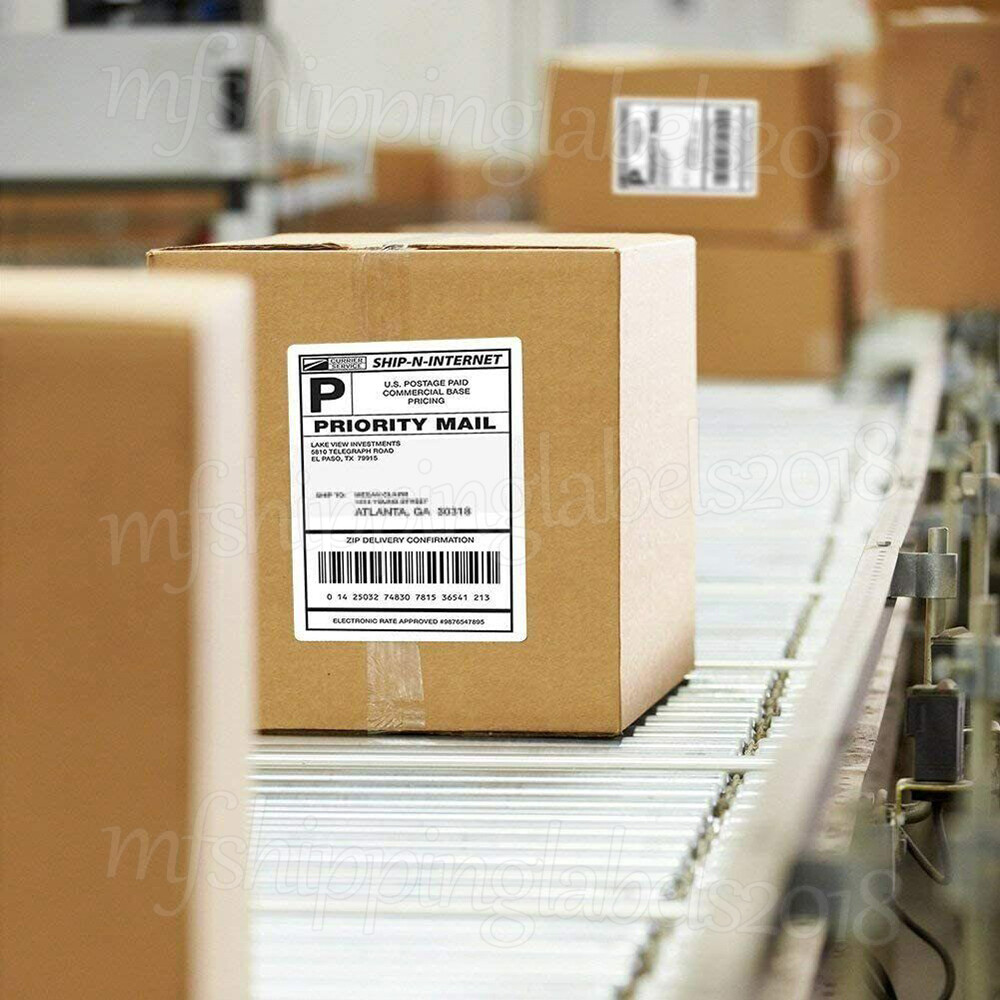 100-10000 4x6 Fanfold Direct Thermal Shipping Labels for Zebra & Rollo Printers