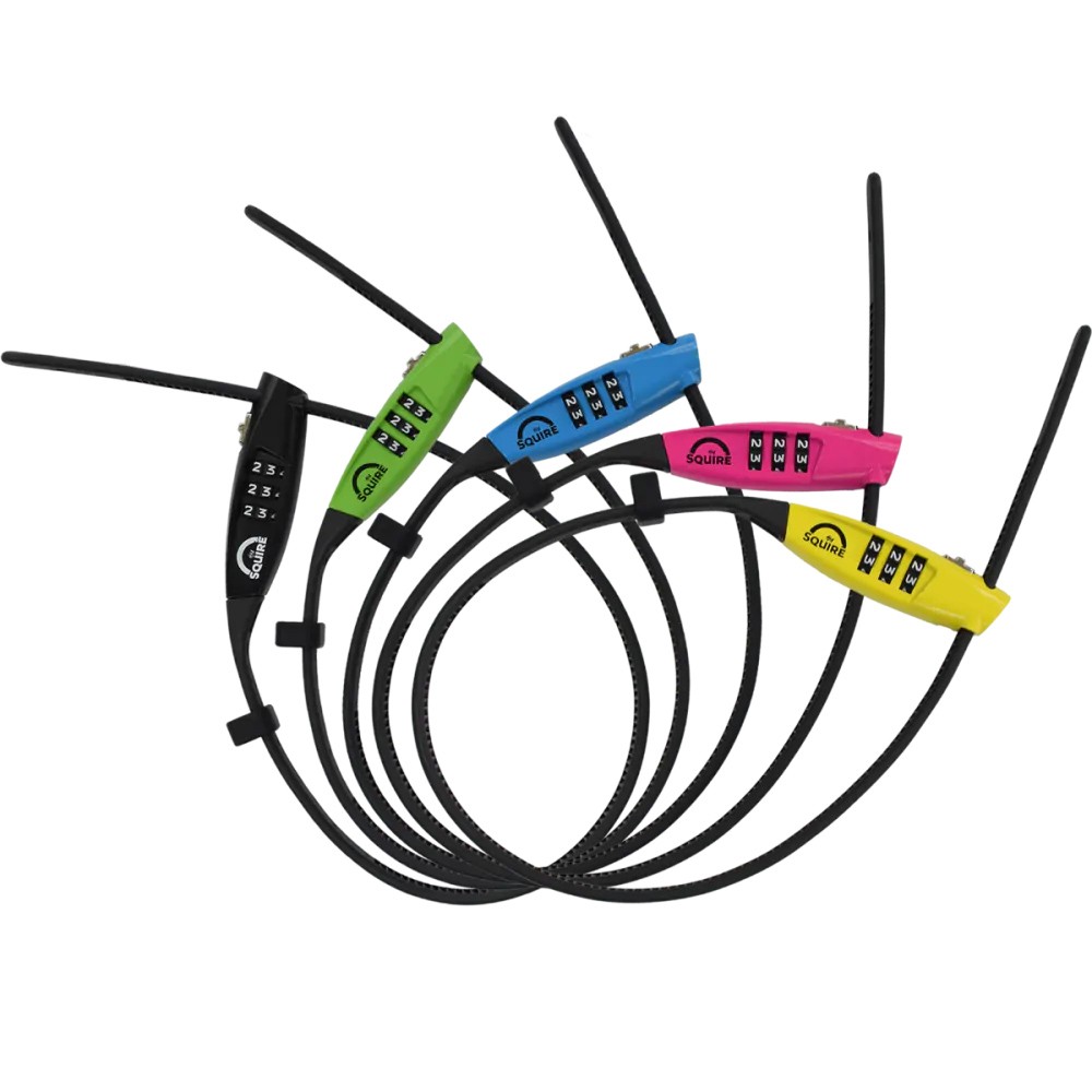 Squire Straplok 10 Cable Lock - Recodeable Combination, Stainless Steel,