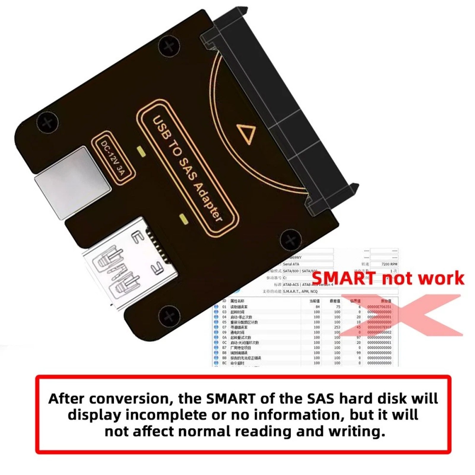 USB 3.0 to SAS Adapter for SFF-8482 SAS Hard Disks to USB 3.0 Converter AdapteeB