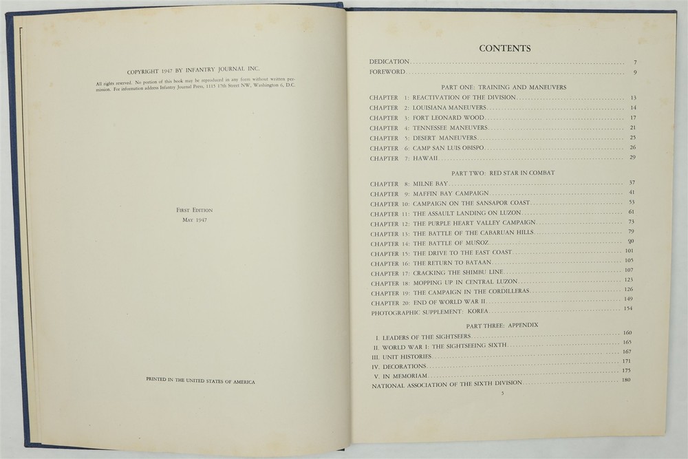 6th Infantry Division WWII Unit History Book