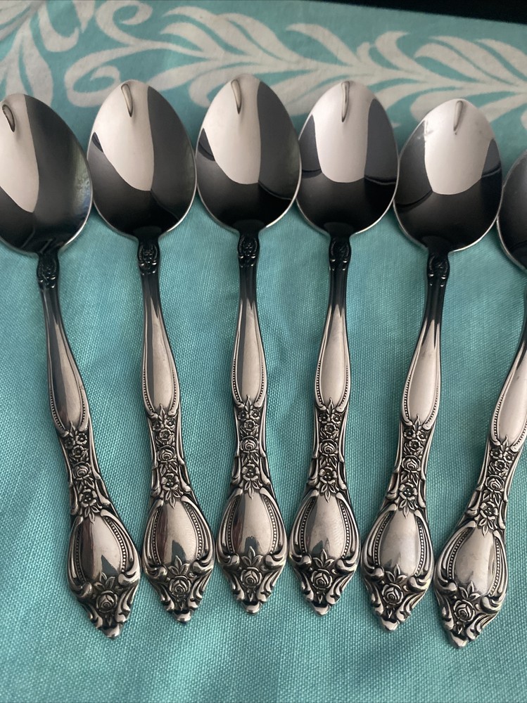 6 Oneida West Bend AFFECTION Stainless USA Glossy Teaspoons Flatware