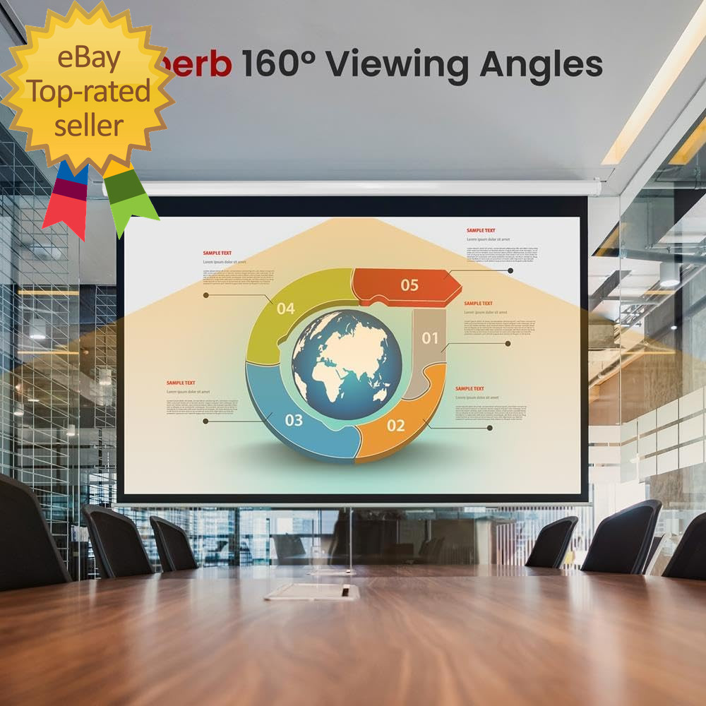 Manual Pull-Down Projector Screen - Universal 72-Inch Roll-Down Retractable Manu