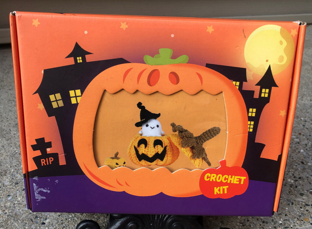 Crochet Kit Halloween Pumpkin & Ghost for Beginners - Complete w/ Instructions