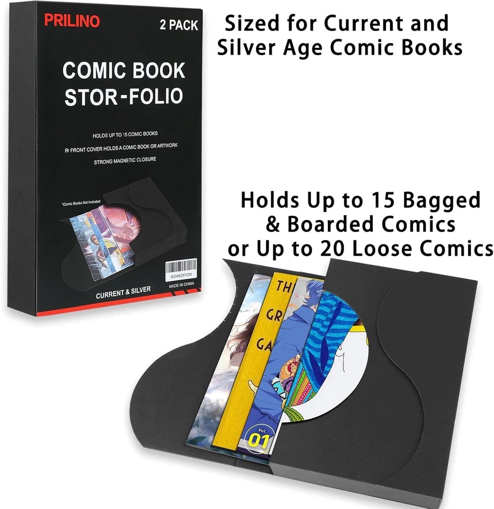 Portable Black Comic Folio 2-Pack: Lightweight, Magnetic, Silver Age Ready