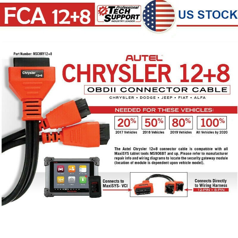 FCA 12+8 Adapter Cable Bypass For Chryslers Security Autel Module Universal