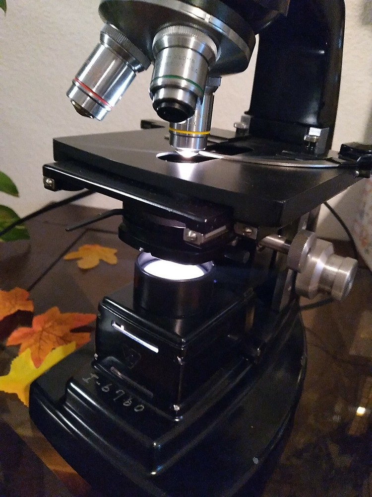 Vintage Bausch & Lomb 3 Objective Microscope – 10x, ,43x, 97x Nice