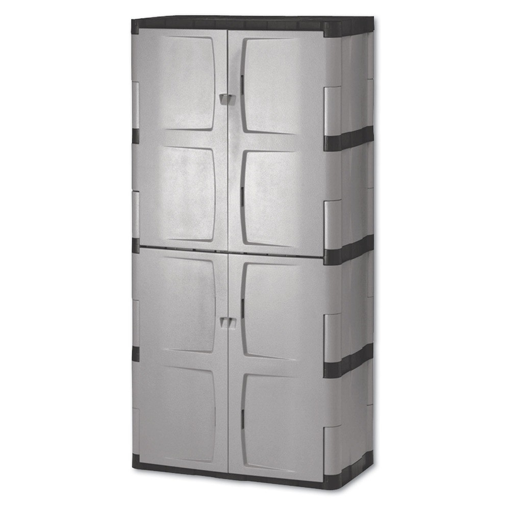 Rubbermaid 7083 36" x 18" x 72" Double-Door Storage Cabinet - Gray/Black New