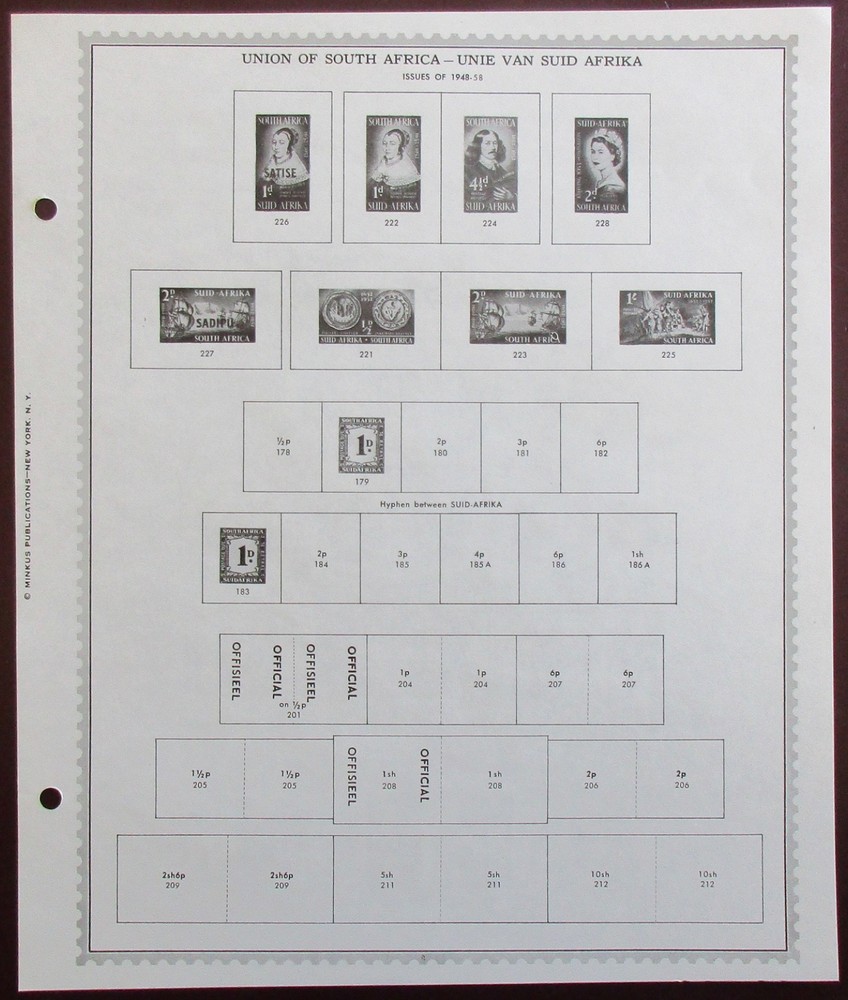 South Africa: Clean Set of Unused Minkus Supreme Global Pages to 1969