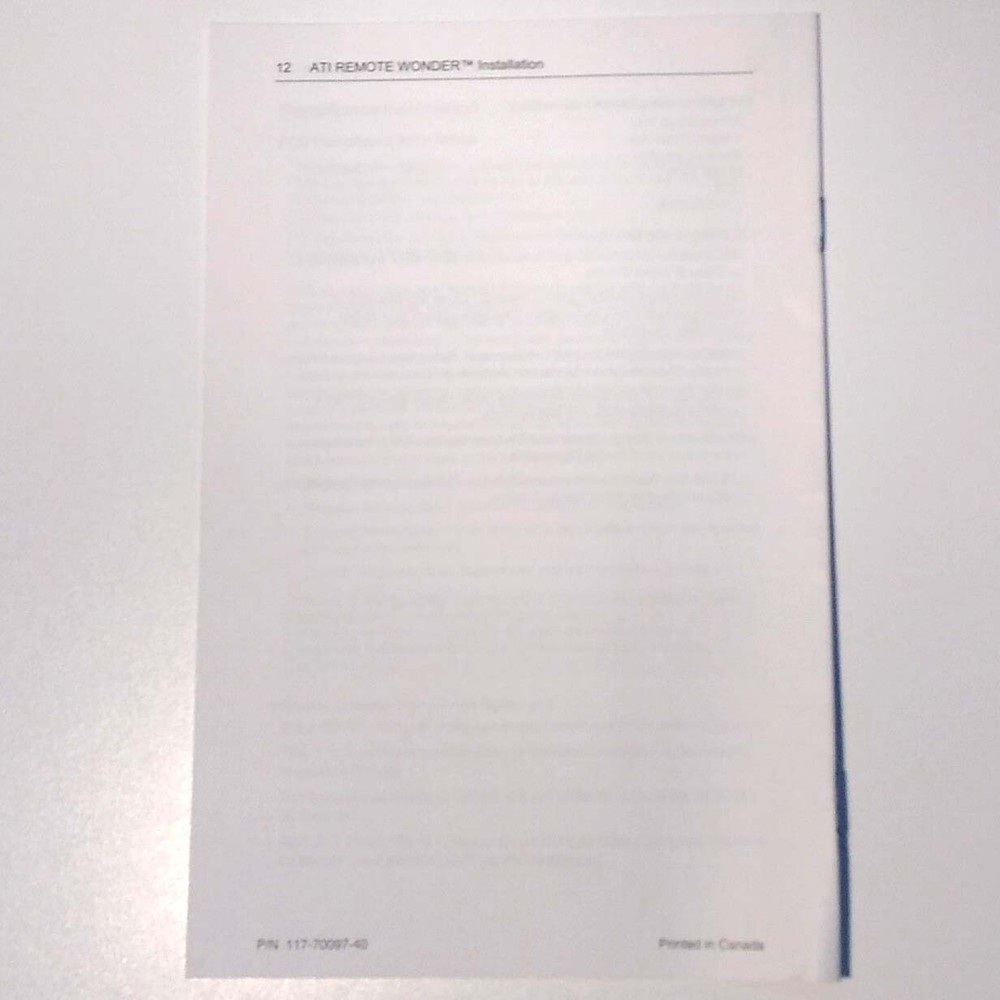 ATI Remote Wonder Installation Guide Only