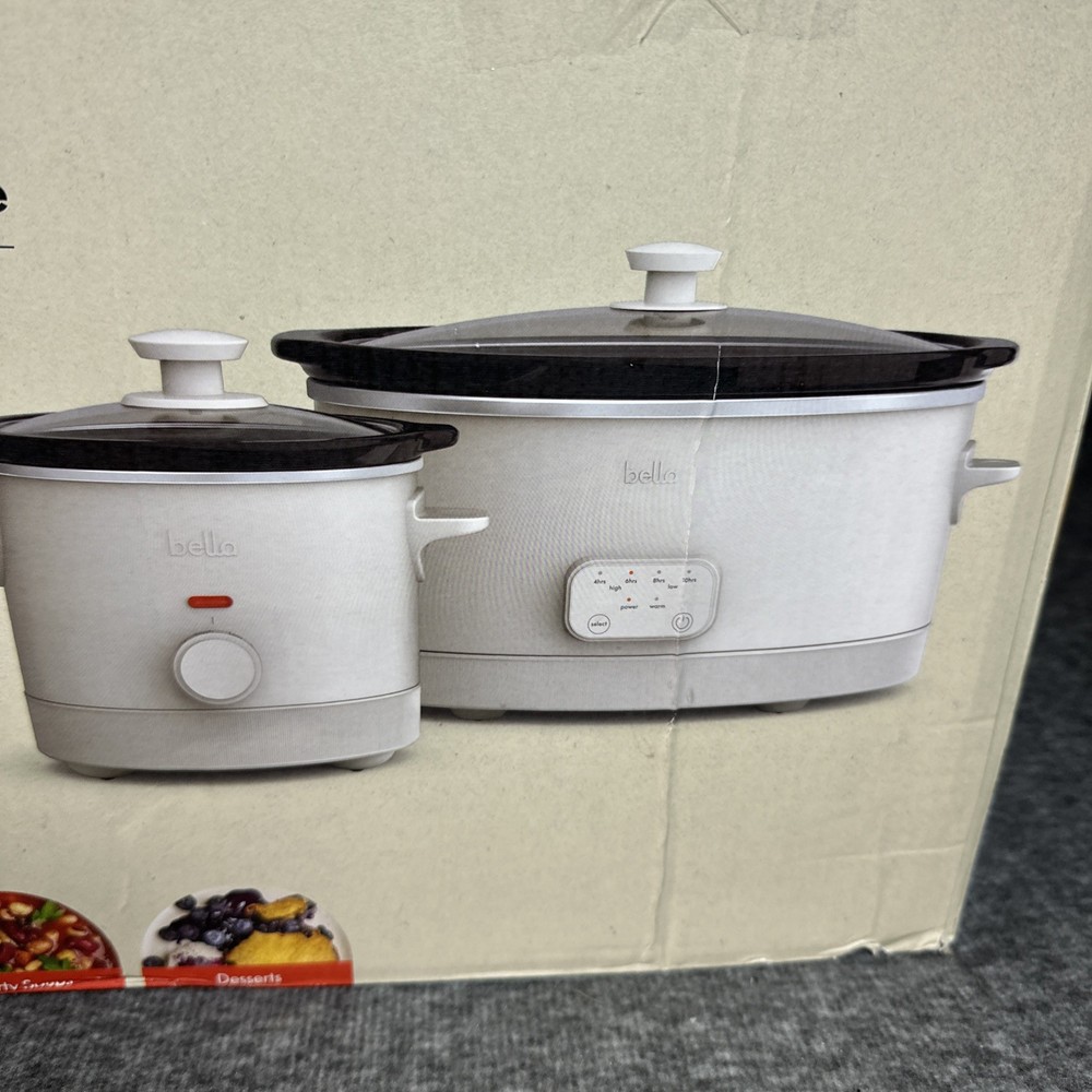 Bella Slow Cooker Set 2 Sizes 6qt & 2qt 3 Control Settings Programmable NEW OPEN